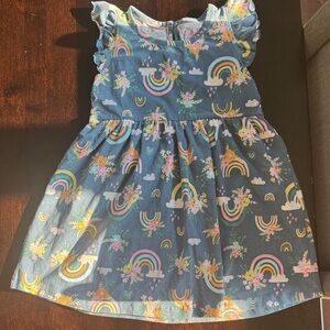 Ruffle Butts Floral Rainbow Dress - Blue